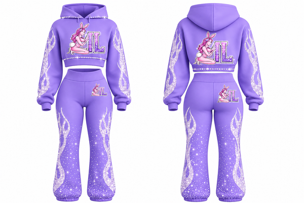 Inferno Rhinestone Hoodie & Flare Legging Set