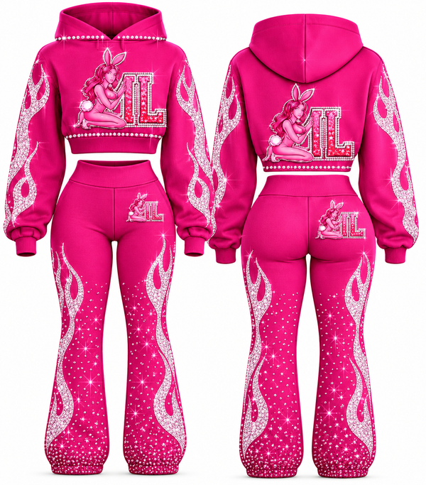 Inferno Rhinestone Hoodie & Flare Legging Set